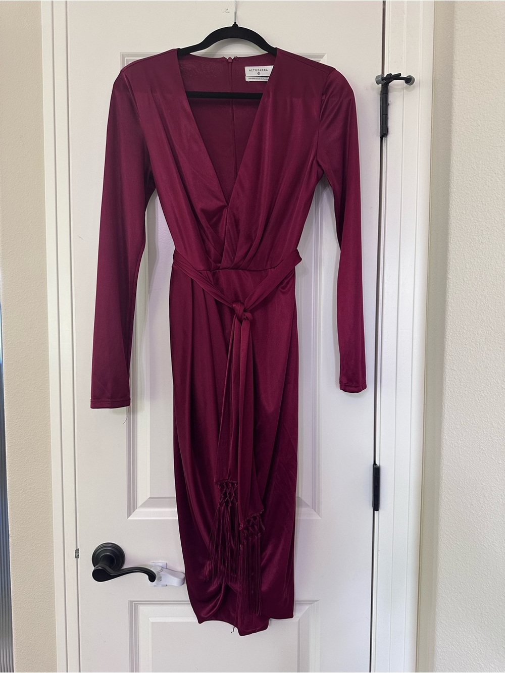 Altuzarra For Target Burgundy Wrap-Front Long-Sleeve Midi Dress